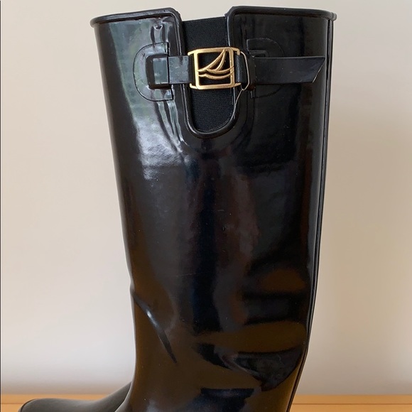 Sperry Top-Sider Tall Black Rain Boots Size 9 - Picture 8 of 13